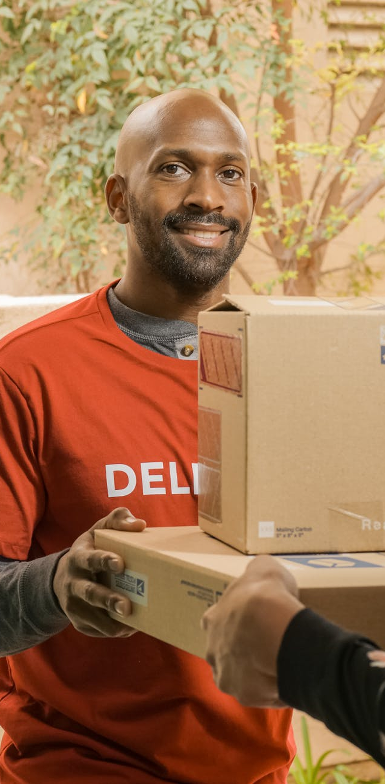 Delivery person with box